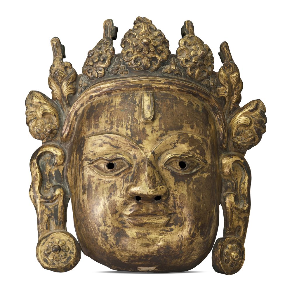 明銅鎏金大王力士面具