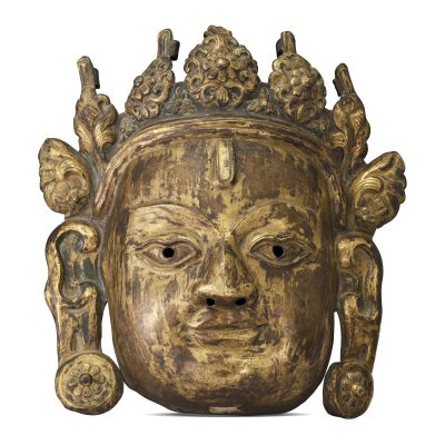 明銅鎏金大王力士面具