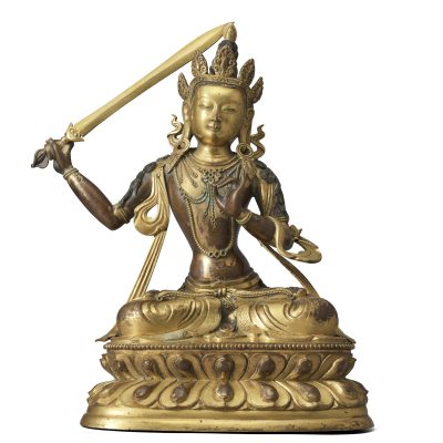 清中期銅鎏金文殊菩薩座像
