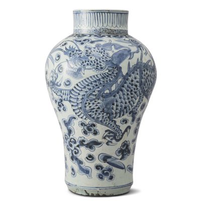 李朝青花龍紋壺
