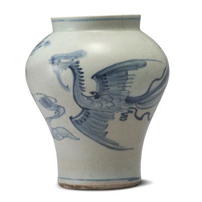 李朝青花鳳凰紋壺