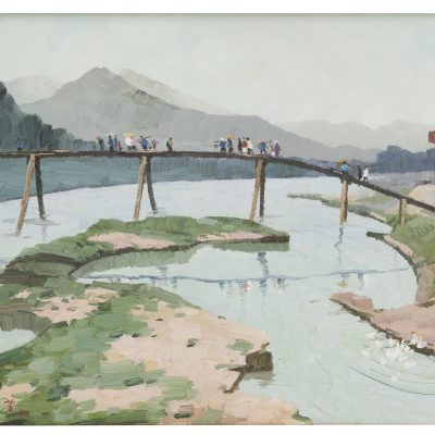吳冠中油畫山邨圖