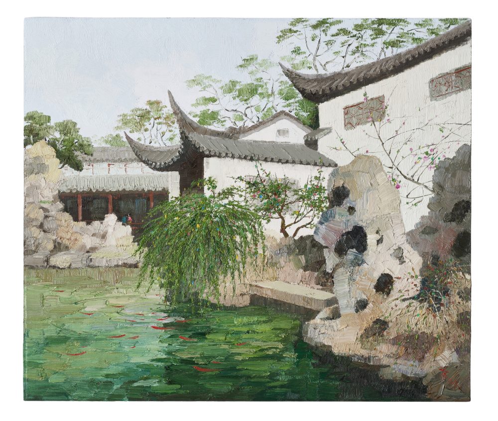 吳冠中油畫江南園林