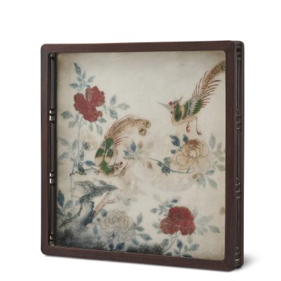 黃花梨花鳥圖茶盤