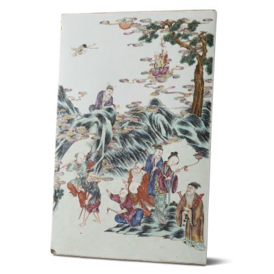 民國粉彩八仙祝壽瓷板